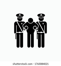 Criminal Icon Detained by Police. UI Symbol - Vector.