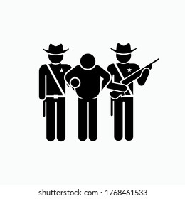 Criminal Icon Detained by Police. Bad Guys Arrested Symbol for Design Elements, Websites, Presentation and Application - Vector.