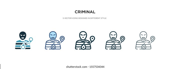 Criminal Icon In Different Style Vector Illustration. Two Colored And Black Criminal Vector Icons Designed In Filled, Outline, Line And Stroke Style Can Be Used For Web, Mobile, Ui