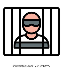 Ilustração em estilo de linha plana de ícone criminal representando atividades ilegais e infratores, adequada para projetos relacionados à aplicação da lei, jurídicos e prevenção de crimes