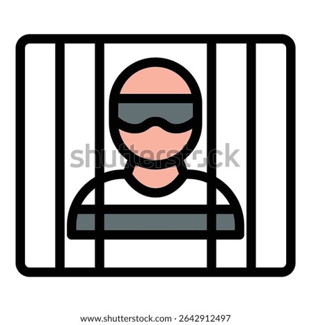 Criminal icon flat line style illustration representing unlawful activity and offenders, suitable for law enforcement, legal, and crime prevention-related projects
