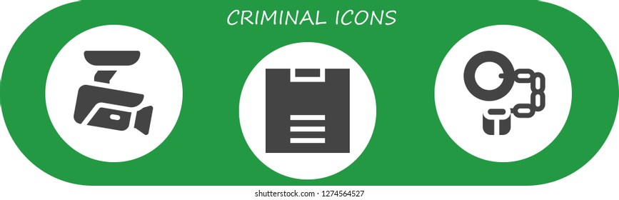  criminal icon set. 3 filled criminal icons. Simple modern icons about  - Cctv, Scale, Handcuffs