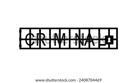 Criminal isolated stamp, prison bars with the inscription crime