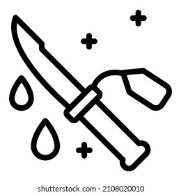 Kriminelles Messersymbol. Umrissmesser, Vektorsymbol für Webdesign einzeln auf weißem Hintergrund