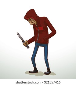 Criminal with a knife, vector