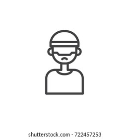 Criminal line icon, outline vector sign, linear style pictogram isolated on white. Symbol, logo illustration. Editable stroke