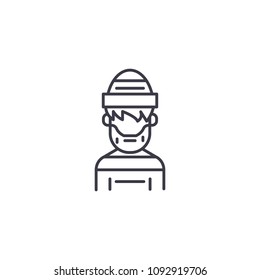 Criminal linear icon concept. Criminal line vector sign, symbol, illustration.