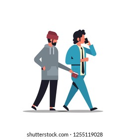 criminal male thief pickpocket stealing a wallet from pocket phone calling busy businessman danger burglary concept flat isolated full length