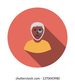 Criminal man icon. Flat Design Circle With Long Shadow. Vector Illustration.
