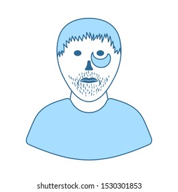 Icono de hombre criminal. Línea Delgada Con Diseño De Relleno Azul. Ilustración vectorial.