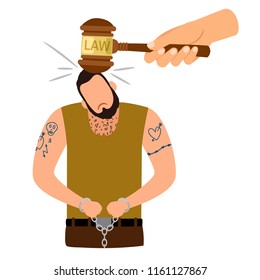 Criminal man vector icon. Criminal punishment concept illustration