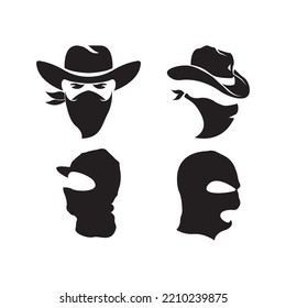 Criminal mask and Bandit icon, logo vector design illustration 