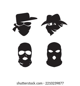 Criminal mask and Bandit icon, logo vector design illustration 