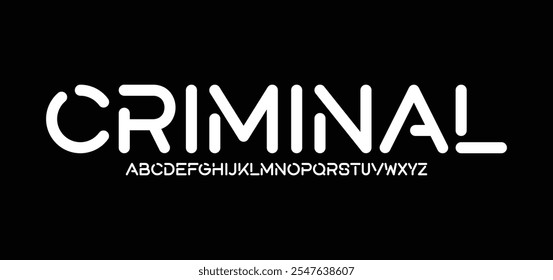 Criminal, modern alphabet and number fonts. Typography electronic dance music future creative font and numbers design concept. vector illustraton