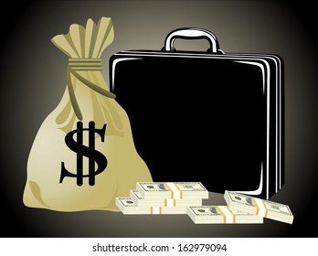 Criminal money in suitcase.