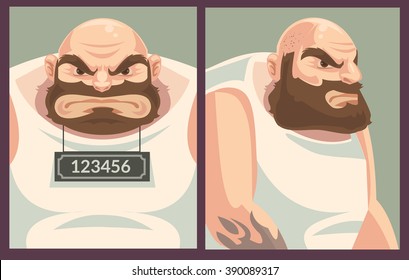 Criminal mug shot. Vector flat cartoon illustration