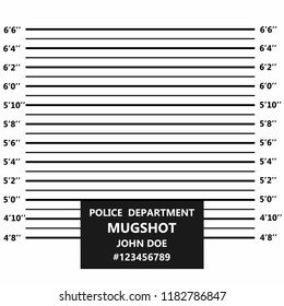 Criminal mugshot line. Police lineup or mugshot. Vector