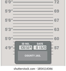 Criminal mugshot measuring scale template, vector illustration