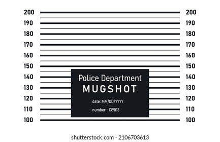 Criminal Mugshot With A Scale In Centimetres. Police Lineup. Photography. Vector