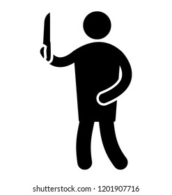 Criminal or murderer with knife at crime scene