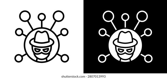 Criminal Network Icon Set In Black And White Filled Style Collection