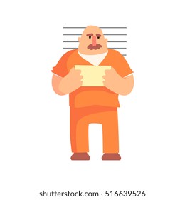 Criminal In Orange Prison Uniform Taking Picture With Prison Number Caught And Convicted For His Crimes
