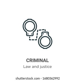 Criminal outline vector icon. Thin line black criminal icon, flat vector simple element illustration from editable law and justice concept isolated stroke on white background