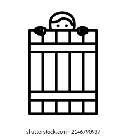 Criminal Peeping From Fence Icon. Bold outline design with editable stroke width. Vector Illustration.