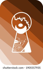 Criminal Peeping Through Keyhole Icon. Flat Color Ladder Design. Vector Illustration.