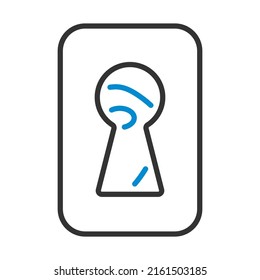 Criminal Peeping Through Keyhole Icon. Editable Bold Outline With Color Fill Design. Vector Illustration.