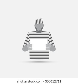 Criminal prisoner vector icons on white background