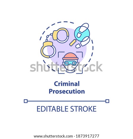 Criminal prosecution concept icon. Digital verefication system. Crime stopping future technologies idea thin line illustration. Vector isolated outline RGB color drawing. Editable stroke