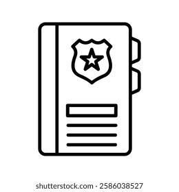 Criminal record icon color editable on white background