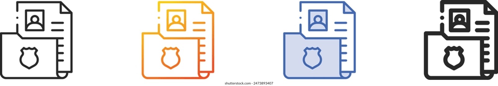 Strafregistersymbol. Dünne lineare, Verlaufs-, blaue Kontur und fett Stil Design isoliert auf weißem Hintergrund