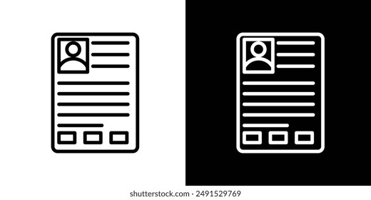 Criminal record outlined icon set in black and white colors