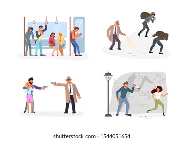 Criminal Set Malefactor Kidnapers Burglars Thieves Stock Vector ...