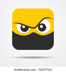Criminal square emoticon in a flat design