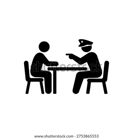 Criminal Suspect Interrogation Process Icon Isolated On White Background