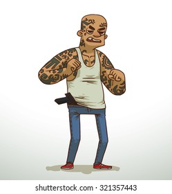 Criminal with tattoo, vector