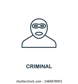 Criminal thin line icon. Creative simple design from security icons collection. Outline criminal icon for web design and mobile apps usage.
