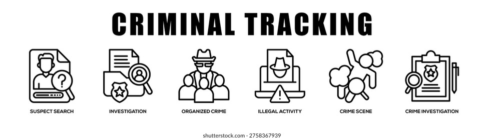Criminal Tracking web banner icon illustration concept