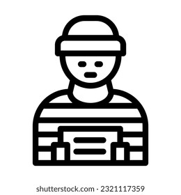 Criminal Vector Thick Line Icon For Personal And Commercial Use.
