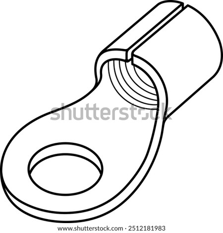 Crimp ring terminal. Vector outline icon.