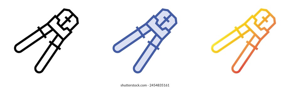 crimpers icon. Linear, Blue Fill and Gradient Style Design Isolated On White Background