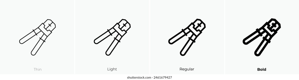 crimpers icon. Thin, Light Regular And Bold style design isolated on white background