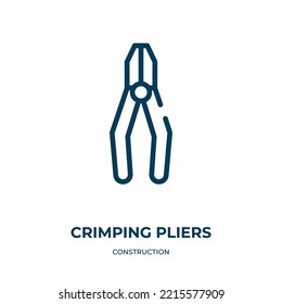 Icono de alicates parpadeantes. Ilustración vectorial lineal de la colección de construcción. Símbolo de icono de pinzas de doblado de contorno. Símbolo de línea delgada para uso en aplicaciones web y móviles, logotipo, medios impresos.