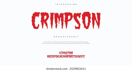 Crimpson rough abstract digital alphabet font typography. Bold Condensed Display Font. Vector illustration