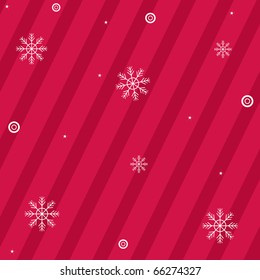 Crimson Background With Strips And Snowflakes, Vector Illustration