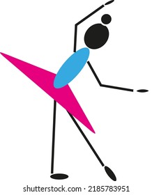 Crimson blue ballerina, illustration, vector on a white background.