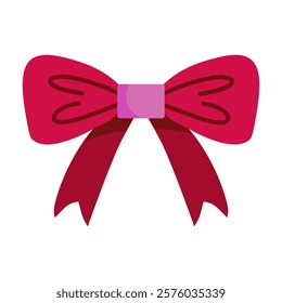 Crimson Bow: A vibrant crimson gift bow with a delicate pink center, tied in a classic elegant knot. Perfect for adding a touch of festive cheer to any design. 